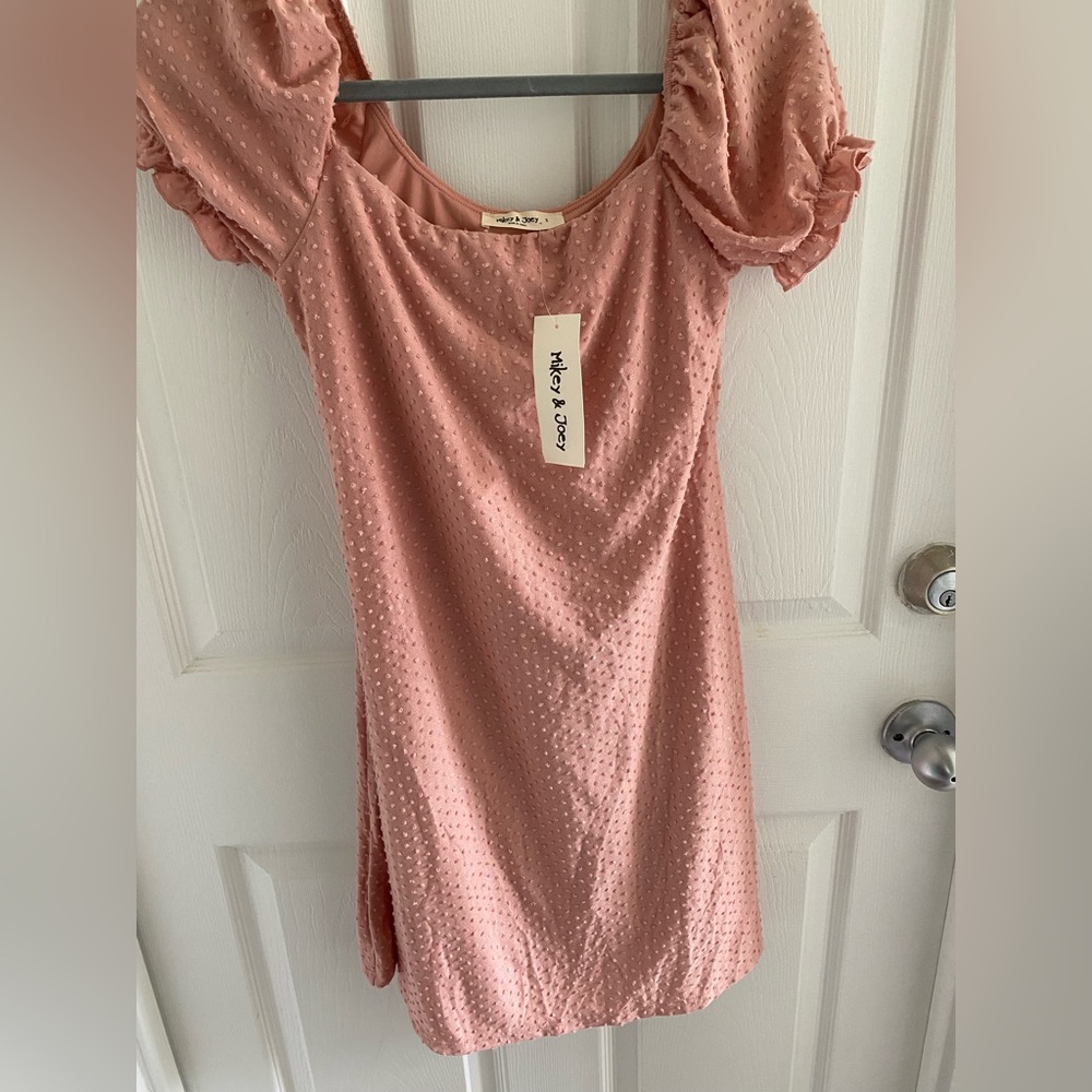 Brand new pink polka dot dress